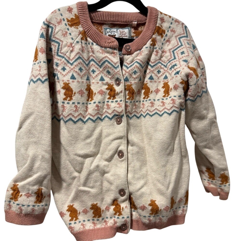 Y2K Gruffalo Nordic Cardigan Sweater Sparkle 4-5 years book button animal